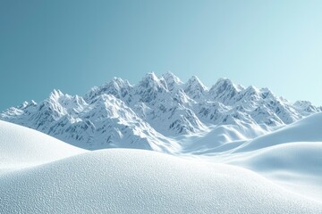 Sticker - Snowy Mountain Range with Rolling Hills in the Foreground