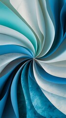 Top view of curved blue paper background