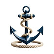 © All in Stock - Nautical anchor with rope isolated on a transparent background, perfect for maritime themes, sailing concepts, or marine design projects. The classic symbol adds a strong, sea-inspired element.