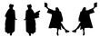 © farydraw - silhouette set of graduated. different poses, isolated on white background,graduated, university, college. vector illustration.
