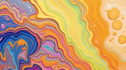 Fototapete - Animated streams of color combining orange, yellow and blue hues