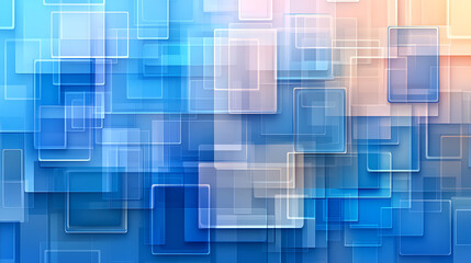 Poster - Abstract blue and white geometric pattern with overlapping shapes and gradients in a modern digital design during daylight
