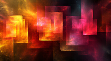 Aufkleber - Colorful abstract design featuring geometric shapes and vibrant hues in a dynamic composition
