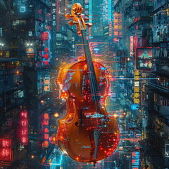 Poster - Cello in Neon City.
