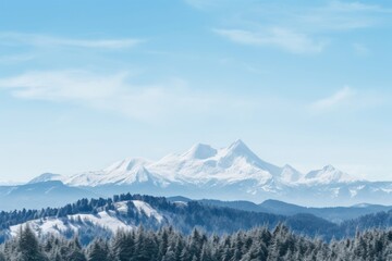 Canvas Print - Snow mountain nature tree sky.