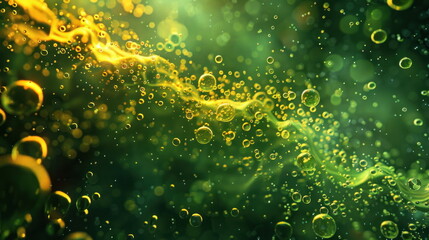 Poster - Green Bubbles Abstract.