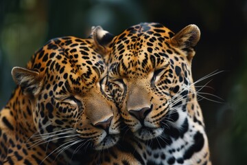 Leopards in Love: A Captivating Image of Two Wild Cats Embracing in Their Natural Habitat