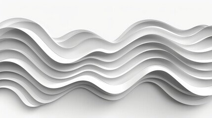 Wall Mural - Abstract White Wavy Background, 3D Rendered Image of Smooth, Flowing Lines, Minimalist Design