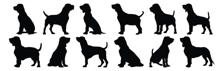 Wall Mural - Dog silhouettes set, pet pack of vector silhouette design, isolated background