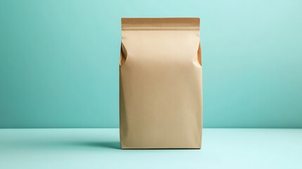 Wall Mural - Brown Paper Bag on a Turquoise Background