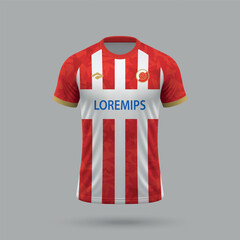 Sticker - 3d realistic soccer jersey in Red Star style, football shirt template 2024