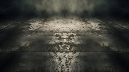 Empty space of Concrete floor grunge texture background with fog or mist and lighting effect.