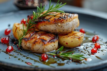 Wall Mural - Grilled Scallops with Rosemary and Pomegranate Seeds