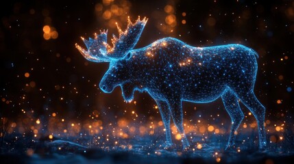 Wall Mural - Digital Moose in a Mystical Forest