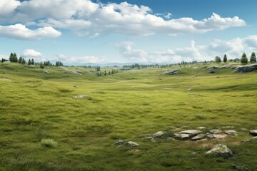 Canvas Print - Empty grass field landscape grassland outdoors.