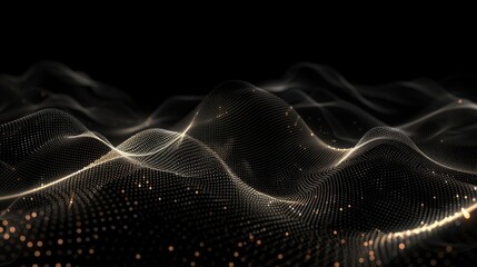 Aufkleber - A mesmerizing landscape of flowing waves and shimmering lights. This image captures the beauty of digital art. Ideal for tech or creative projects. Explore the depth and motion. AI