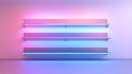 Poster - 3D rendering of a blank retail shelves rack for trade show booths isolated on a white background serving as an ad template for expo design