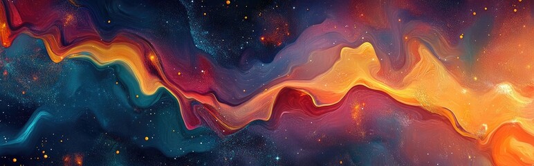 Aufkleber - Abstract cosmic watercolor background in a colorful texture with an oil painting style rendered in 3D cartoon