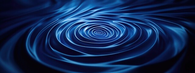 Poster - Abstract spiral round vortex background in dark blue created with 3D cartoon rendering This imaginative spinning backdrop is suitable for use as a banner or logo