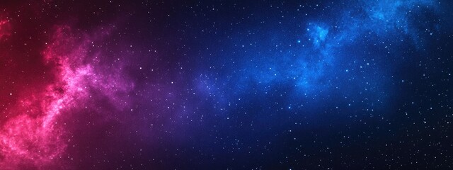 Poster - Colorful milky way and nebula in blue purple and pink hues featuring a starry night space galaxy backdrop with shining stars designed as a 3D cartoon rendering for decorative web page banners or w