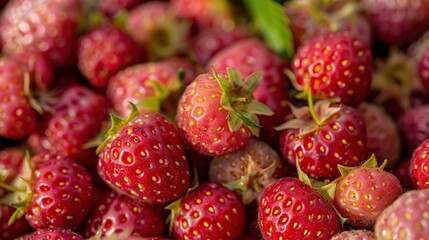 Wall Mural - A Close-Up of Fresh, Ripe Strawberries