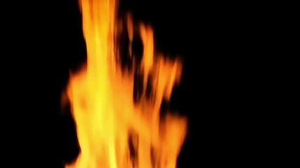Poster - Bright orange flames leaping against a pitch-black background create a stunning contrast. The fierce heat and energy of the fire convey a sense of power and imminent danger