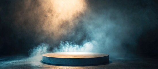 Aufkleber - Creative background concept featuring an empty light surface with smoke or fog at the base Ample free space for copy Podium and stage setup