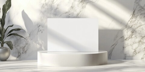 Aufkleber - Blank white postcard mockup on a podium 3D rendering