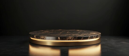 Aufkleber - Luxury gold product display podium against a dark background 3D render