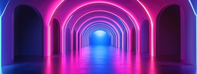 Abstract arched interior architecture background in 3D render