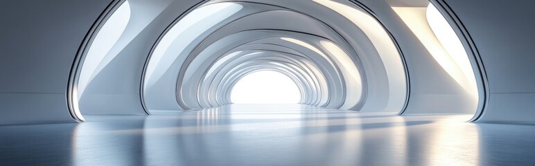 Poster - Futuristic architectural background featuring an arched interior in 3D render
