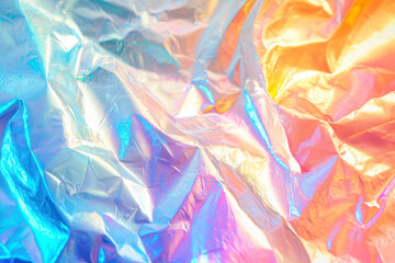 Poster - Colorful iridescent, holographic rainbow foil texture background.