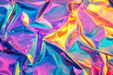 Poster - Colorful iridescent, holographic rainbow foil texture background.