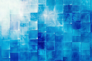 Poster - Gradient blue background. Geometric texture of light-dark blue squares.