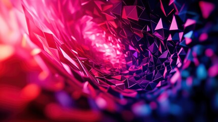 Aufkleber - Complex vortex of 3D polygons, swirling into a portal to digital dimensions, dynamic colors and sharp forms conveying the futuristic gateway