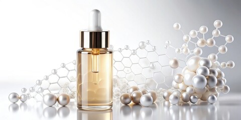 Serum cosmetic bottle with peptides and retinol on a white background, serum, cosmetic, bottle, peptides, retinol