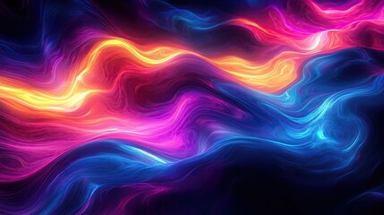 Poster - Abstract streaks of neon colors across a dark background, vibrant energy, Streak, Dynamic visual energy