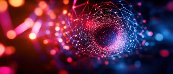 Aufkleber - Dynamic 3D polygons twisting into a swirling vortex, resembling a gateway to digital dimensions, vibrant colors and sharp angles creating a futuristic portal