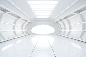 Canvas Print - White futuristic room architecture building corridor.