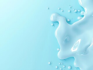 Poster - Abstract liquid droplets with reflections, 3d render illustration, isolated on blue background, modern art and design concept