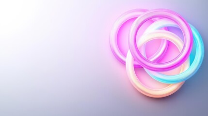 Poster - Abstract glowing rings with gradient colors, 3d render illustration, isolated on black background, digital art and design concept