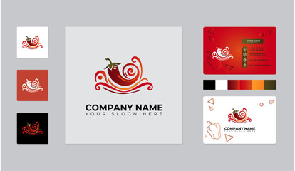 Chili logo and business card, spicy chili logo and business card design
