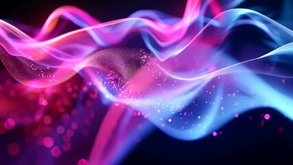 Poster - Explore abstract futuristic wave patterns in vibrant colors and fluid motion at night