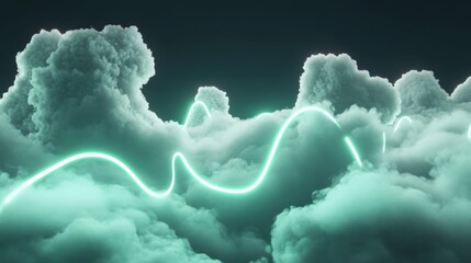 Poster - Green neon light with a smokey background