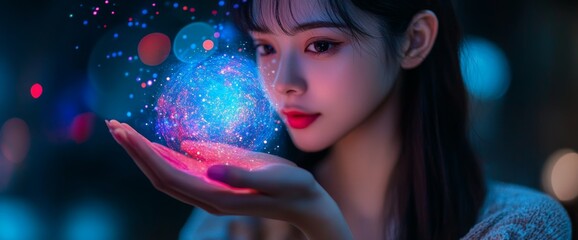 Poster - Business, phone or microphone abstract in home office memo, networking idea, or futuristic message. Speech recognition, talking, or 3D mobile technology on translating app or woman communication.