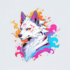 Wall Mural - Cyberpunk Wolf