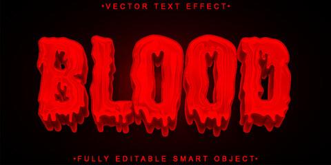 Poster - Cartoon Red Blood Vector Fully Editable Smart Object Text Effect