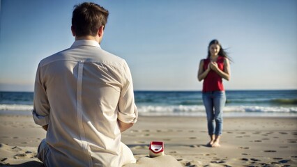 Sticker - man hiding a ring behind for making surprise propose