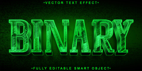 Aufkleber - Green Binary Data Vector Fully Editable Smart Object Text Effect