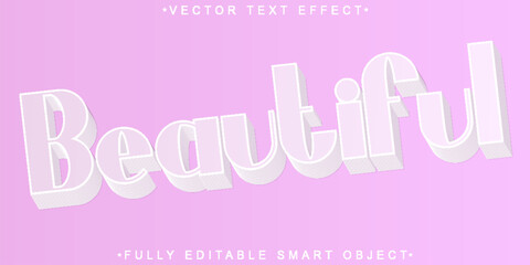 Canvas Print - Shiny Pink Beauty Vector Fully Editable Smart Object Text Effect